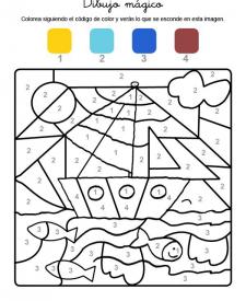 Dibujo mágico de un velero: dibujo para colorear e imprimir