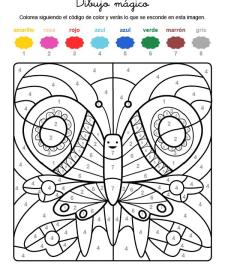 Dibujo mágico de una mariposa: dibujo para colorear e imprimir