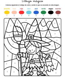 Dibujo mágico de una brujita: dibujo para colorear e imprimir