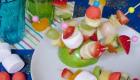 Mini brochetas dulces. Postres con frutas para niños