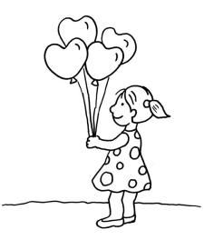 Globos con forma de corazones: dibujo para colorear e imprimir