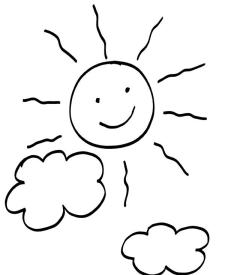 Sol y nubes: dibujo para colorear e imprimir