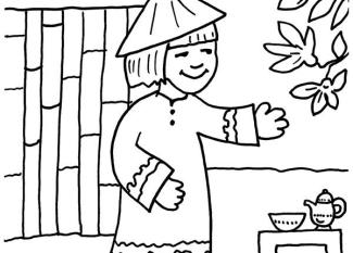 Niños de Asia: dibujo para colorear e imprimir