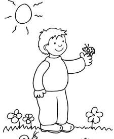 Niño con mariquita: dibujo para colorear e imprimir