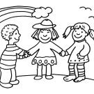 Niños y arco iris: dibujo para colorear e imprimir