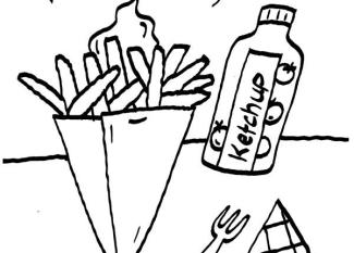 Patatas fritas: dibujo para colorear e imprimir