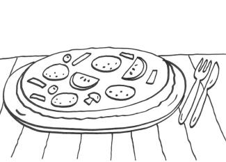 Pizza: dibujo para colorear e imprimir