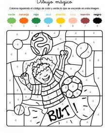 Dibujo mágico de un jugador de fútbol: dibujo para colorear e imprimir