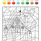 Dibujo mágico de una casa en Navidad: dibujo para colorear e imprimir