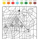 Dibujo mágico de una casa en Navidad: dibujo para colorear e imprimir