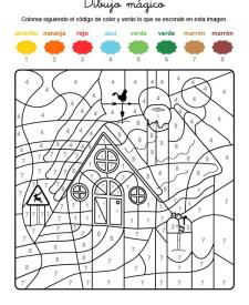 Dibujo mágico de una casa en Navidad: dibujo para colorear e imprimir