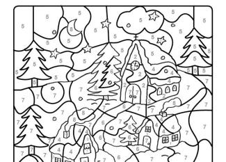 Dibujo mágico de casas bajo la nieve: dibujo para colorear e imprimir