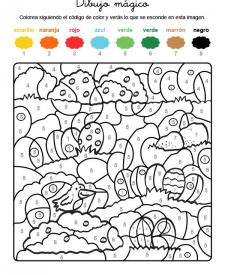 Dibujo mágico de huevos de Pascua: dibujo para colorear e imprimir