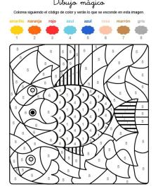 Dibujo mágico de un pez de colores: dibujo para colorear e imprimir