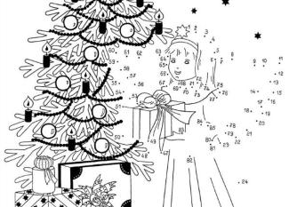 Dibujo de unir puntos de ángel en Navidad: dibujo para colorear e imprimir