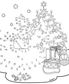 Dibujo de unir puntos de árbol en Navidad: dibujo para colorear e imprimir