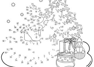 Dibujo de unir puntos de árbol en Navidad: dibujo para colorear e imprimir