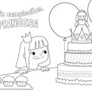 Cumpleaños de la princesa: dibujo para colorear e imprimir