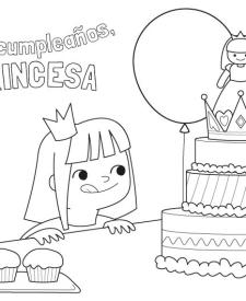 Cumpleaños de la princesa: dibujo para colorear e imprimir