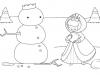El muñeco de nieve de la princesa: dibujo para colorear e imprimir
