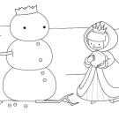 El muñeco de nieve de la princesa: dibujo para colorear e imprimir
