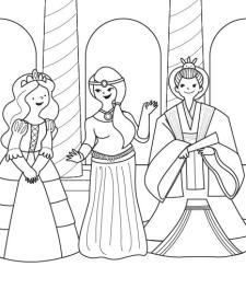 Fiesta de princesas: dibujo para colorear e imprimir