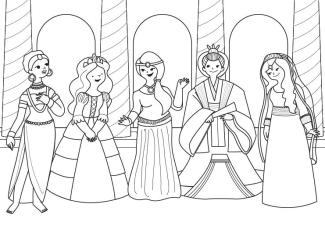 Fiesta de princesas: dibujo para colorear e imprimir