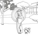 Princesa japonesa: dibujo para colorear e imprimir