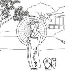 Princesa japonesa: dibujo para colorear e imprimir