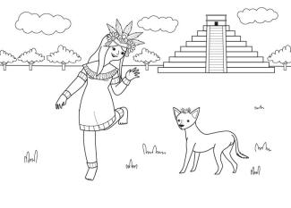 Princesa azteca: dibujo para colorear e imprimir