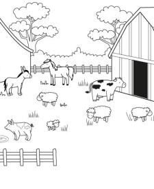 Una granja: dibujo para colorear e imprimir