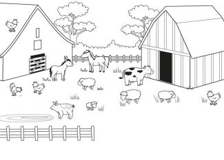 Una granja: dibujo para colorear e imprimir