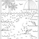 Dibujo de unir puntos de una playa: dibujo para colorear e imprimir