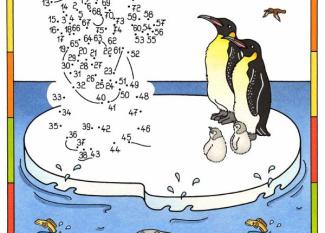 Dibujo de unir puntos de pingüinos en color: dibujo para colorear e imprimir