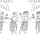 Bailarinas hawaianas: dibujo para colorear e imprimir