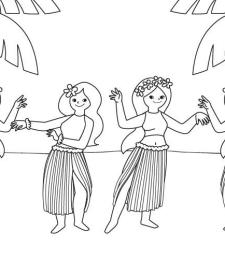 Bailarinas hawaianas: dibujo para colorear e imprimir