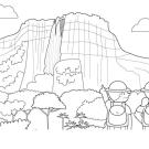 Gran cascada: dibujo para colorear e imprimir