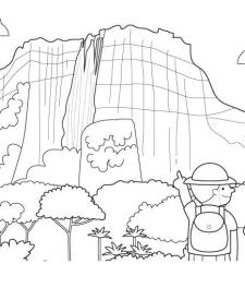 Gran cascada: dibujo para colorear e imprimir