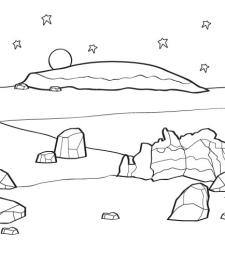 Paisaje marciano: dibujo para colorear e imprimir