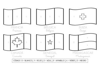 Banderas de países francófonos: dibujo para colorear e imprimir