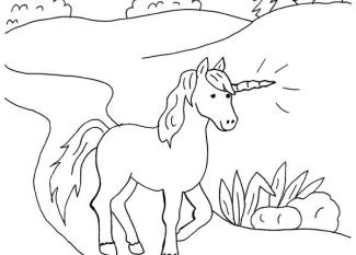 Unicornio caminando: dibujo para colorear e imprimir