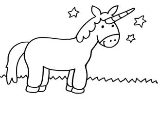 Unicornio bajo las estrellas: dibujo para colorear e imprimir