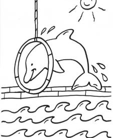 Espectáculo de delfines: dibujo para colorear e imprimir