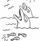 Delfines en el mar: dibujo para colorear e imprimir