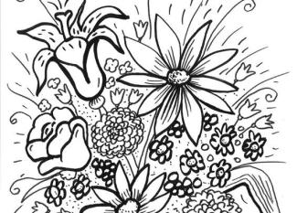 Flores silvestres: dibujo para colorear e imprimir