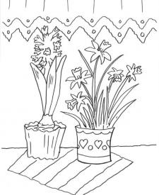 Narcisos y jacintos: dibujo para colorear e imprimir