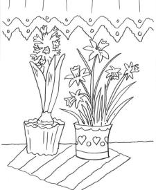 Narcisos y jacintos: dibujo para colorear e imprimir