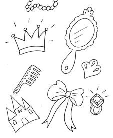 Accesorios de princesa: dibujo para colorear e imprimir