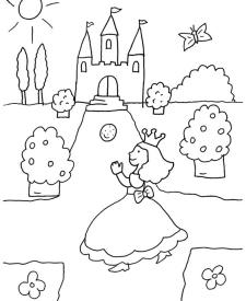 La princesa va al baile: dibujo para colorear e imprimir