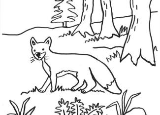 Un zorro y roedores: dibujo para colorear e imprimir